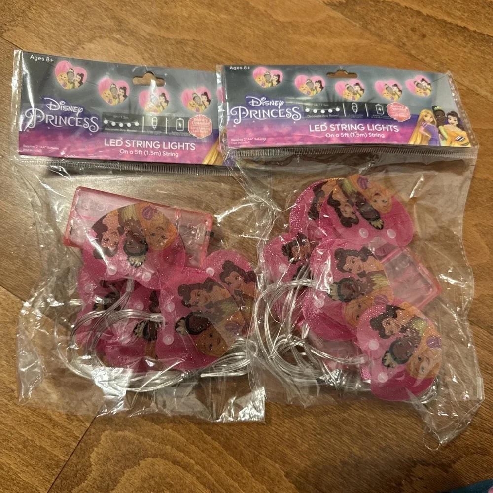 NEW Walt Disney Princesses LED String Lights 5ft Battery Powered Lights Set Of 2